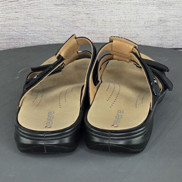 Revere Woman Catalina Leather Sandals Black Rhinestones Slip On Slides Size 11 - Picture 3 of 8